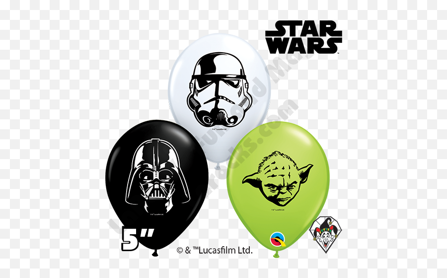 5 Inch Round Assortment Star Wars Face Balloon Qualatex 100ct - Balloon Star Wars Emoji,Yoda Emoji Facebook