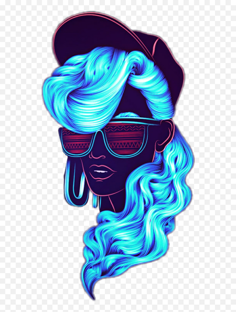 Coolart Art Glow Glowing Tumblr Sticker By Madhavi - Neon Pop Art Portraits Emoji,Sunglasses Emoji Tumblr