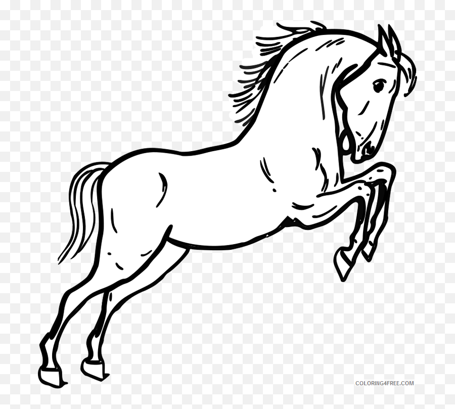 Jumping Horse Coloring Pages Jumping - Horse Clipart Black And White Emoji,Jumping Goat Emoji