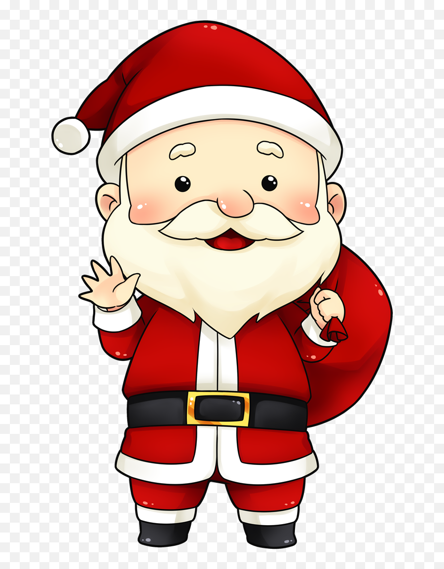 Download Cute Secret Santa Clipart - Santa Claus Cartoon Png Emoji,Kawaii Christmas Emoticons