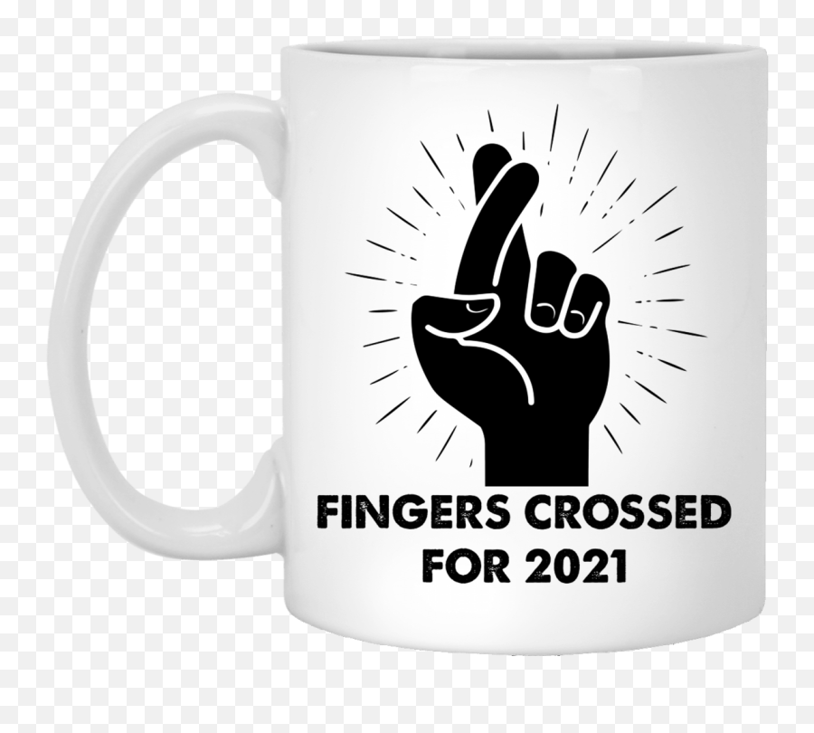 Fingers Crossed For 2021 Mug Funny Quote Coffee Mug Emoji,Black Peace Fingers Emoji
