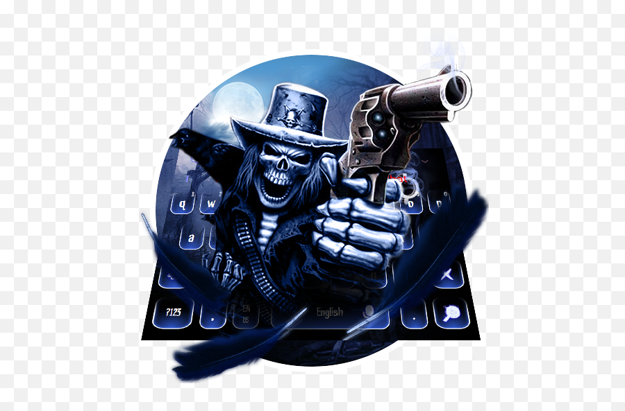 3d Skull Gun Parallax Keyboard Theme - Fictional Character Emoji,Broken Gun Emoji