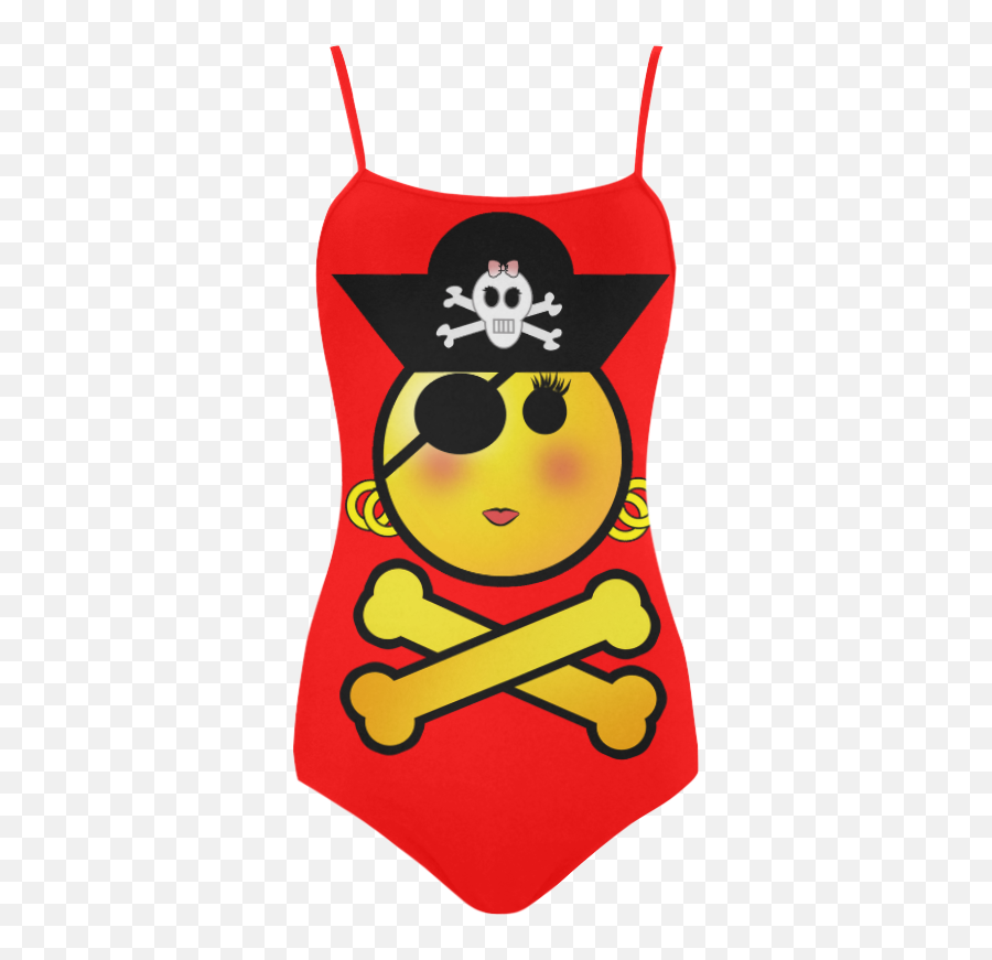 Pirate Emoticon - Smiley Emoji Girl Strap Swimsuit Model S05 Id D536006 Sleeveless,Angel Crown Emoticon