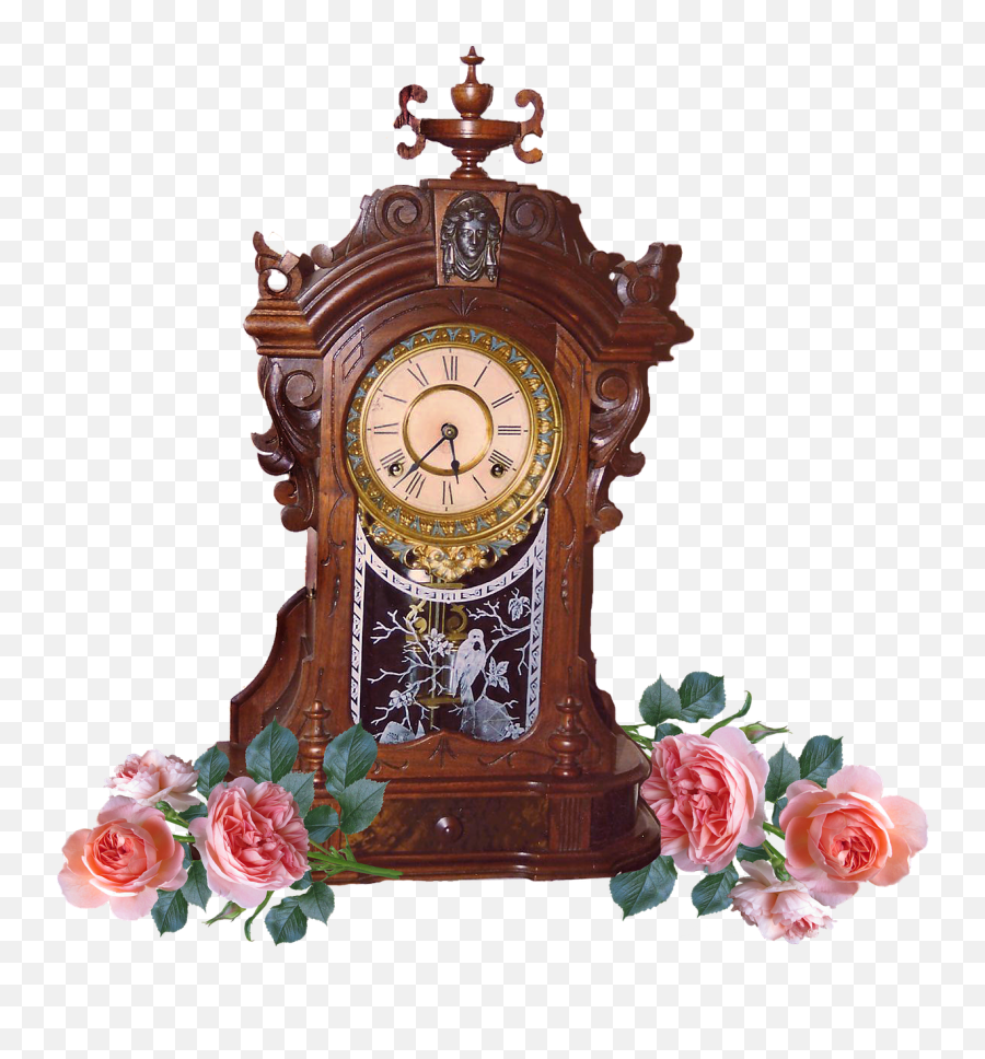 Antique Clock Flowers Roses Time - Free Image From Emoji,Wall Clock With Emotions