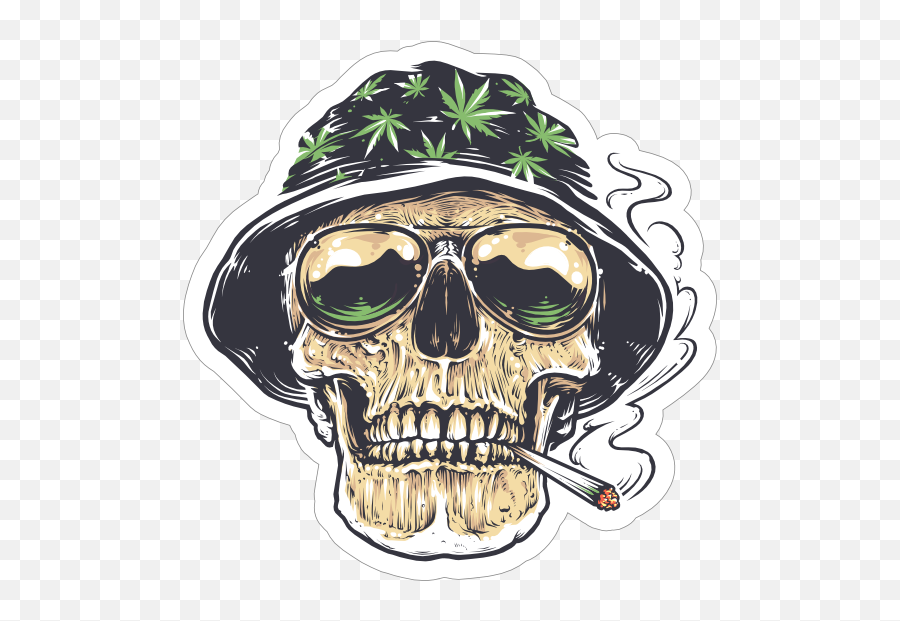 Weed Smoking Skull In Hat Sticker Emoji,Weed Emoji Youtube