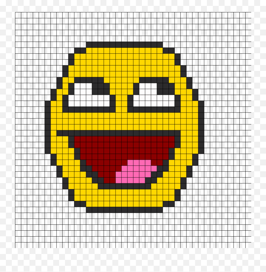 Awesome Face Perler Bead Pattern - Pixel Art Power Puf Girls Emoji,Awesome Face Emoticon
