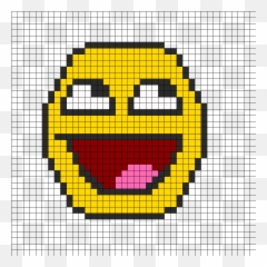 Awesome Face Perler Bead Pattern - Pixel Art Power Puf Girls Emoji,Awesome Face Emoticon