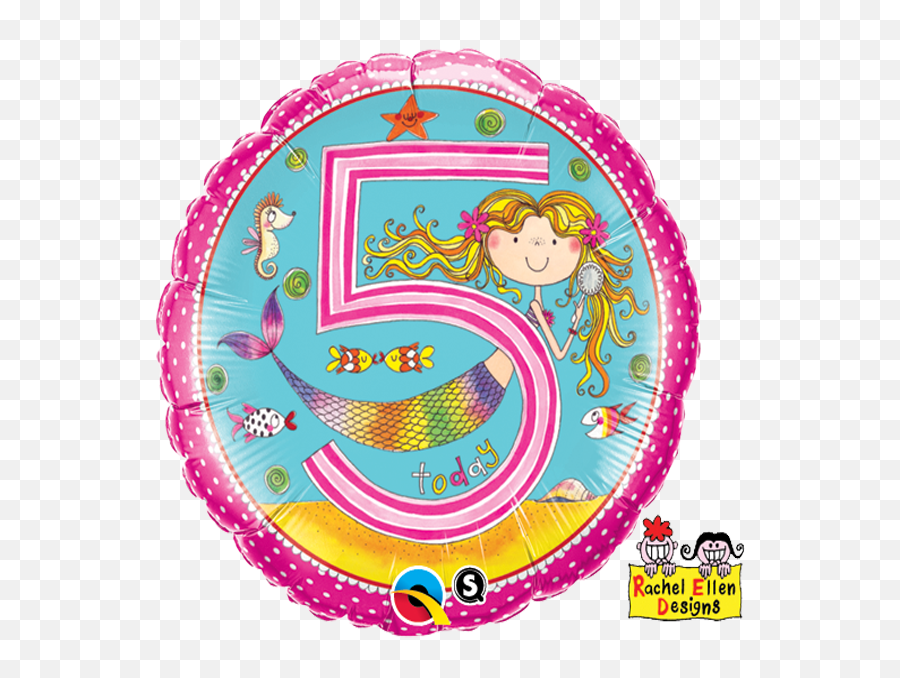 Age 5 Mermaid Polka Dots Qualatex Foil - 2 Éves Kislánynak Szülinapi Köszönt Emoji,Ellen's Emoji Explosion