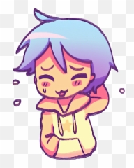 Anime Overlay Boy Bluehair Sticker By Willow Woods - Cute Shy Anime Drawing Emoji,Kik Emojis Hansel And