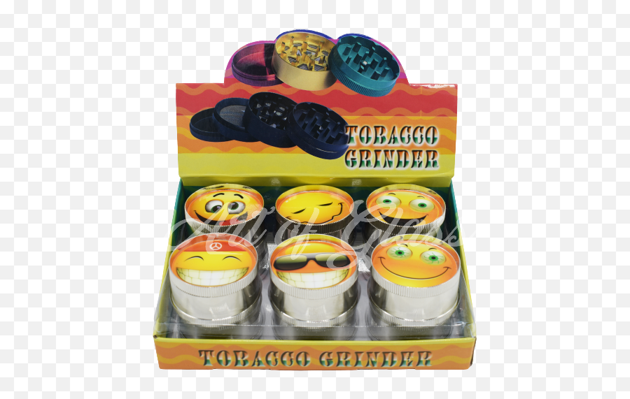 50mm 3 Part Emoji Metal Grinder - 12ct Display Art Of Glass,3rdf Place Emoji
