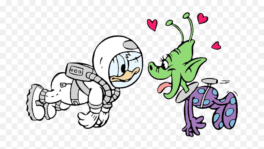 New Astronaut Donald Encountering Lovesick Alien - Cartoon No Bills Emoji,New Alien Emoji