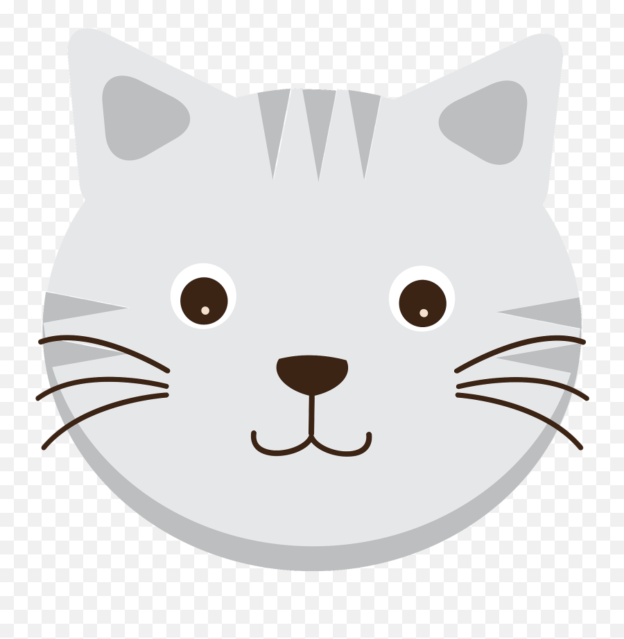 Grey Cat Face Clipart - Happy Emoji,Grey Cat Emoji