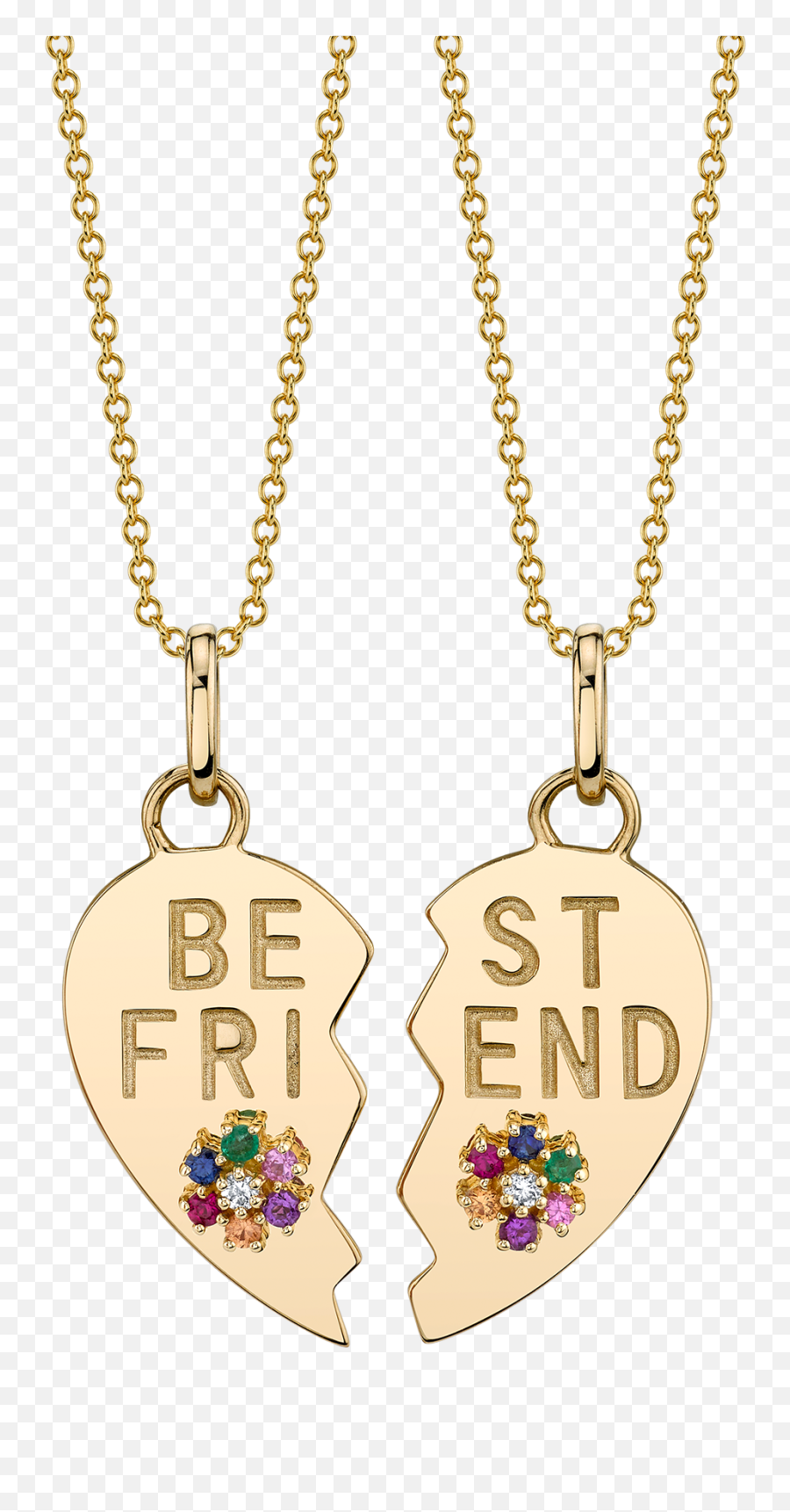 Heart And Flower Pendant Set - Friendship Necklace Emoji,Emoji Necklaces