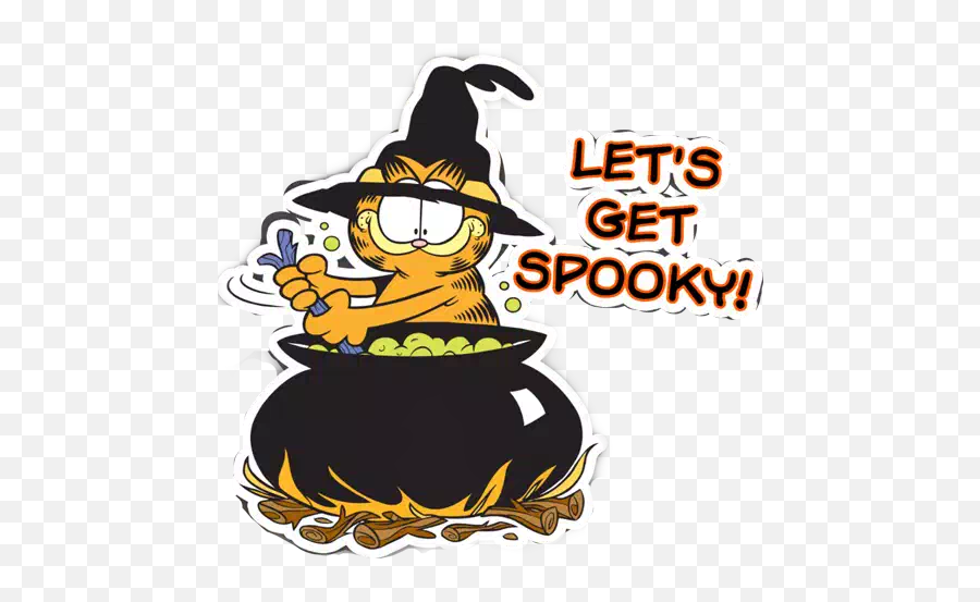 Special Halloween Stickers For Whatsapp And Signal - Halloween Garfield Iphone Emoji,Witch Cauldron Emoticon