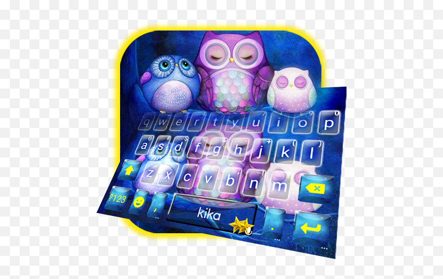 Starry Night Cute Owl Keyboard Theme - Aplikacionet Në Tree Of Owls On Swirly Tree Whimsical Garden At Twilight Emoji,Starry Eyes Emoji