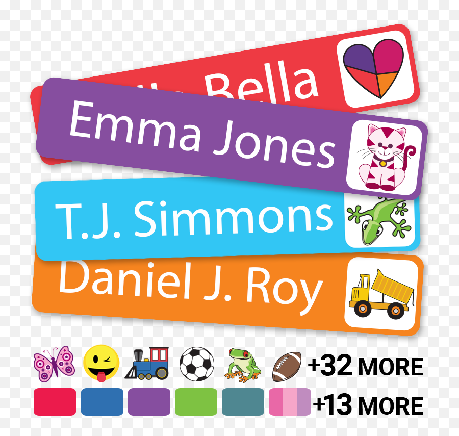 Colortime Icons - Classic Kids Labels Horizontal Emoji,Emoji Water Bottle Labels