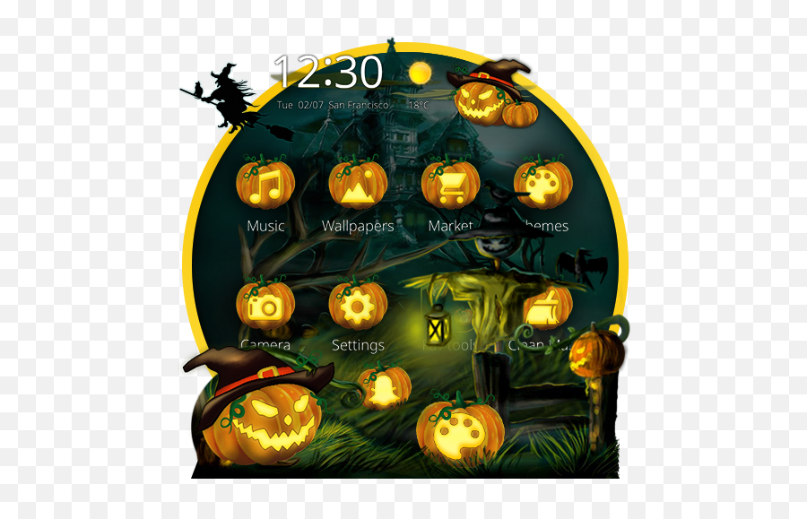 Happy Halloween Spooky Theme - Apps En Google Play Witch On A Broomstick Emoji,Ghost Emoji Pumpkin Carving