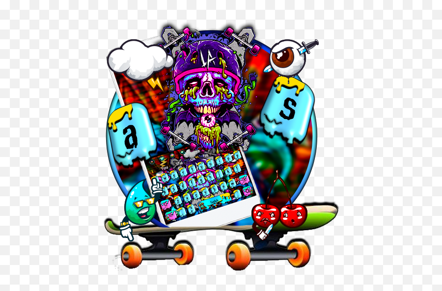 Supreme Skull Graffiti Skateboard Keyboard Theme 10001002 - Skateboard Wheel Emoji,Emojis Marshmellow