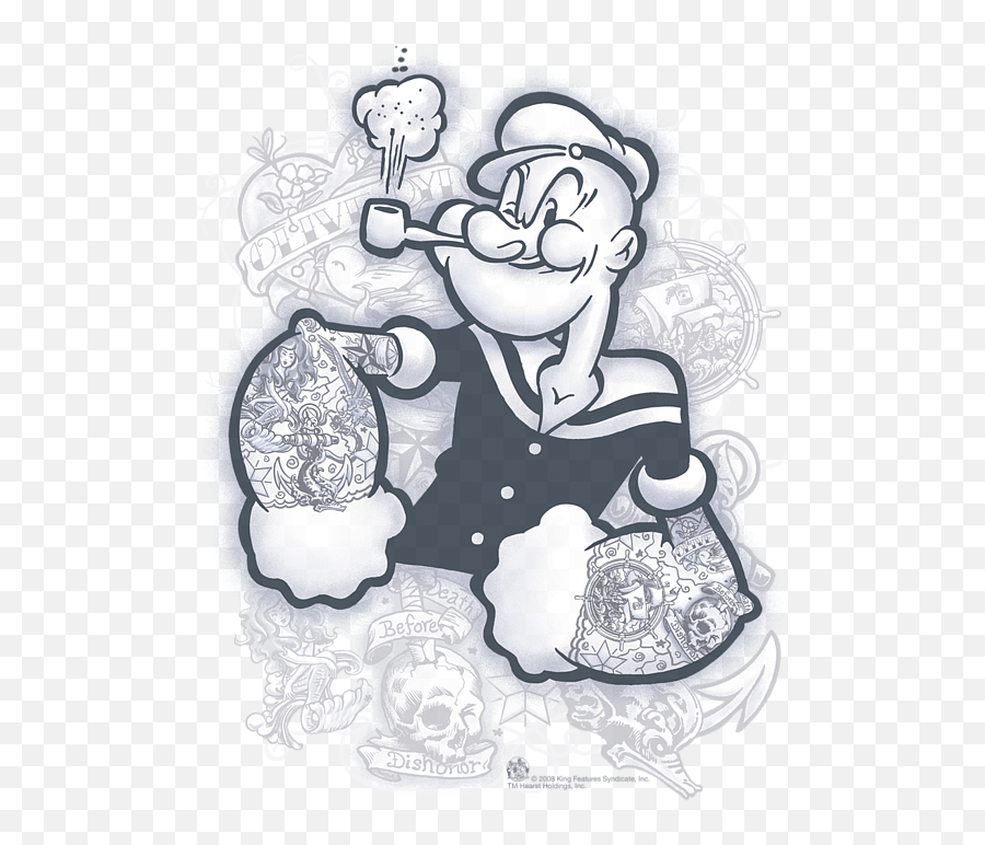 Popeye - Tattooed Tshirt Popeye T Shirt Emoji,Heart Emoticon Tattoo