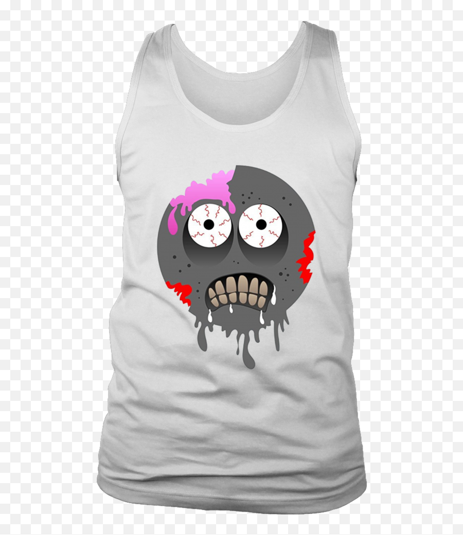 Scary Teeth Png - Halloween Zombie Emoji Scary Funny Tshirt Active Tank,Teeth Emoji