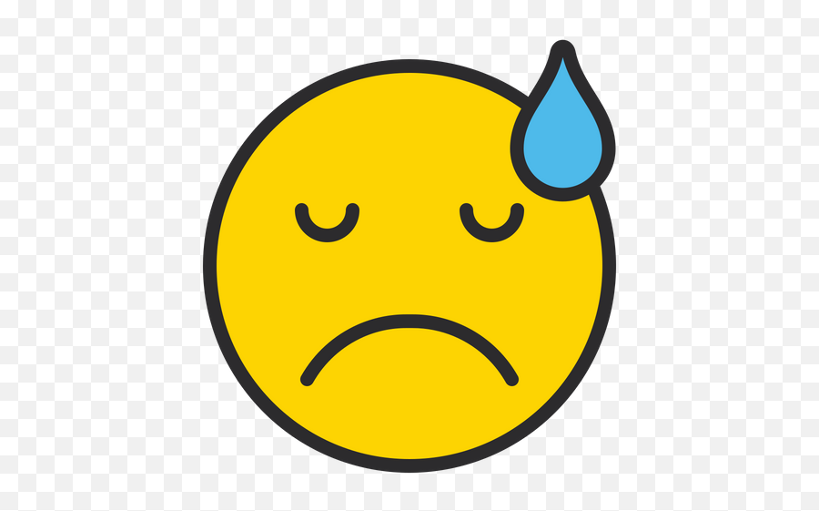 Downcast Face With Sweat Emoji Icon Of Colored Outline Style - Disappointed Face,Emoticon Face Sweting