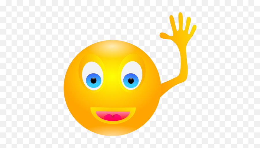 Smiley Waving Laughing Happy Png - Hình Nh Vy Tay Chào Emoji,Laughing Emoticon