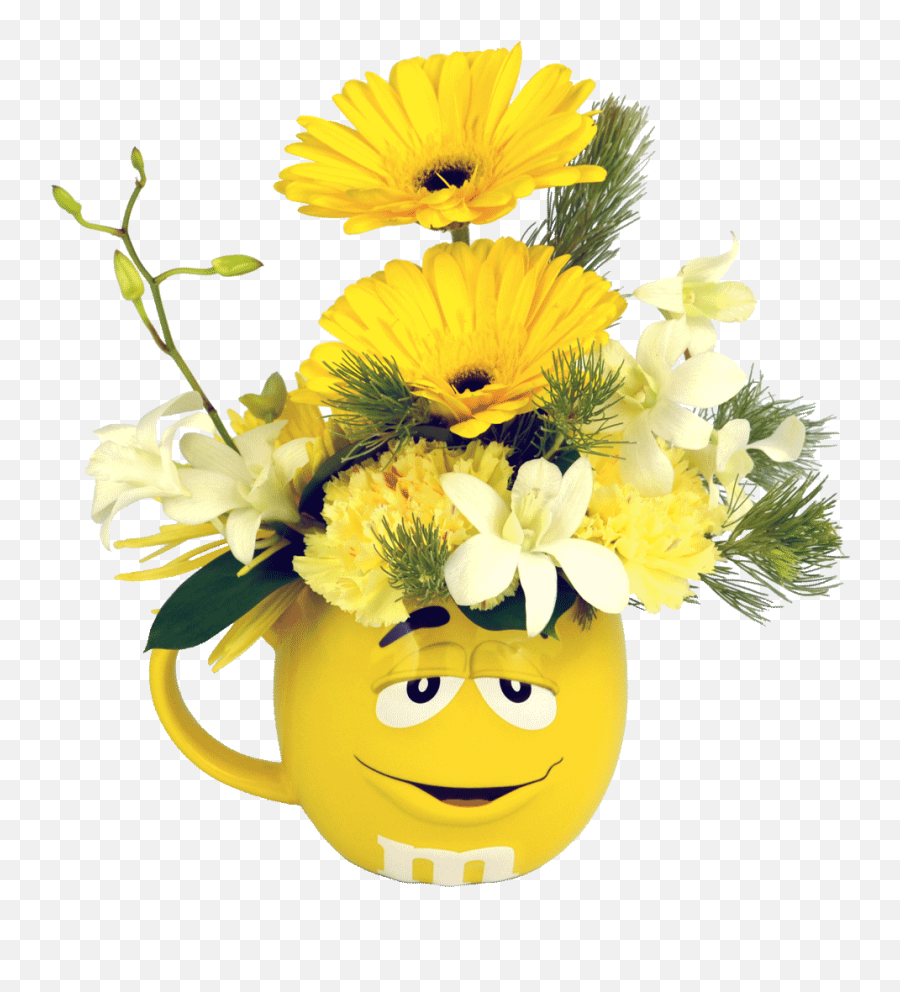 Monkey Emoji With Flower Crown Png - Yellow 3d Mu0026m Flower Flower,3d Emoji