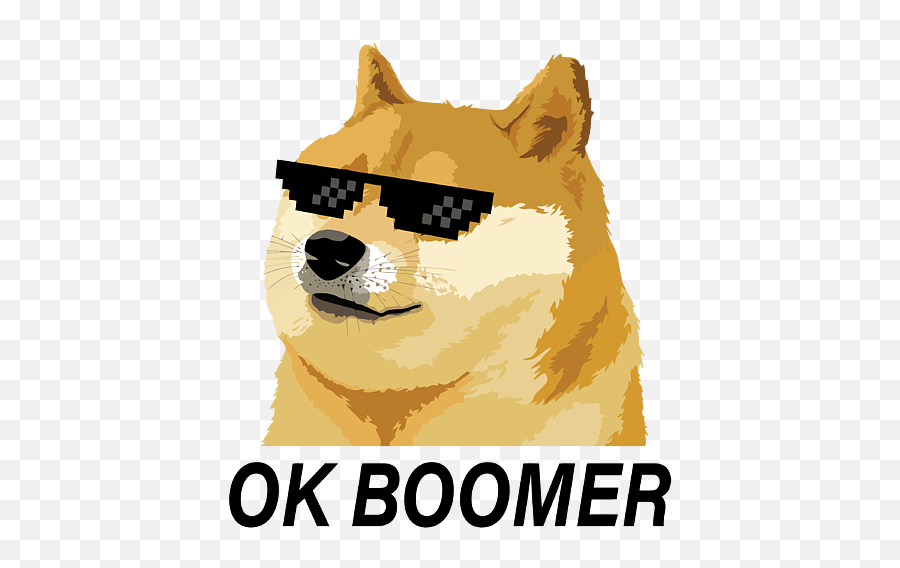 Menu0027s Ok Boomer Shiba Inu Doge With Meme Sunglasses Gift - Dogecoin Png Emoji,Defintion Of Emoticon