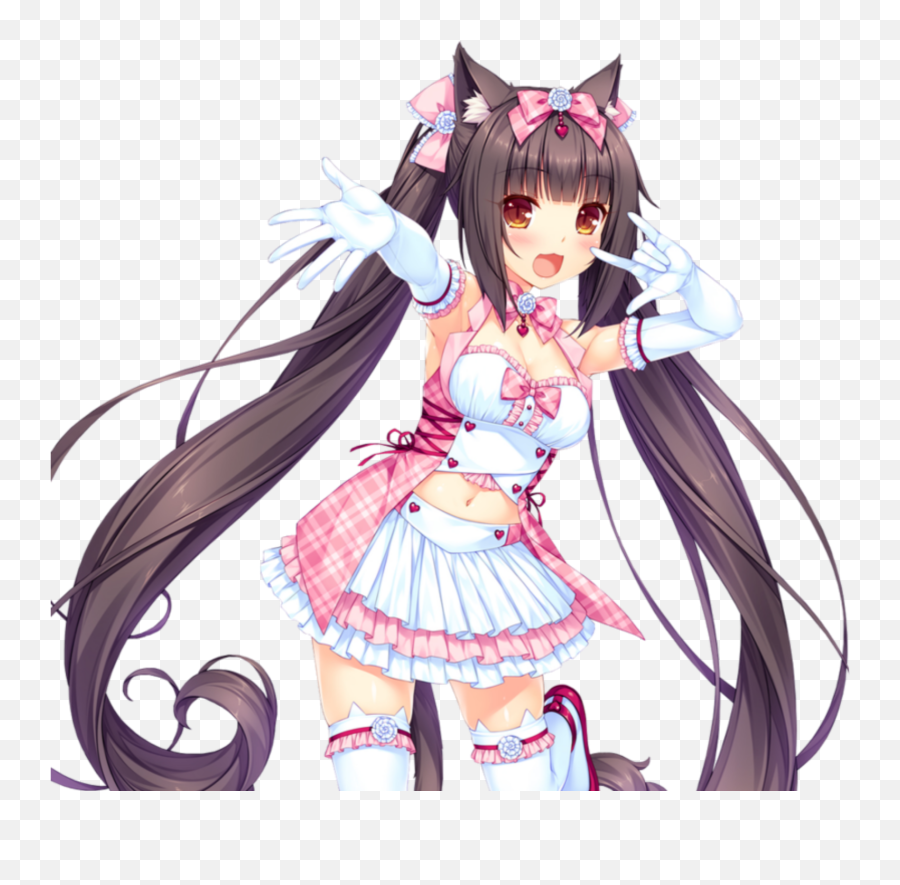 Nekopara Neko Para Chocola Sticker - Nekopara Chocola Pink Dress Emoji,Nekopara Emojis