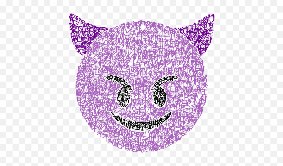 Emoji Calligraphy Art Smiling Face With Horns Rectangular - Doodle Art Of Emojis,Horns Metal Sign Emoji