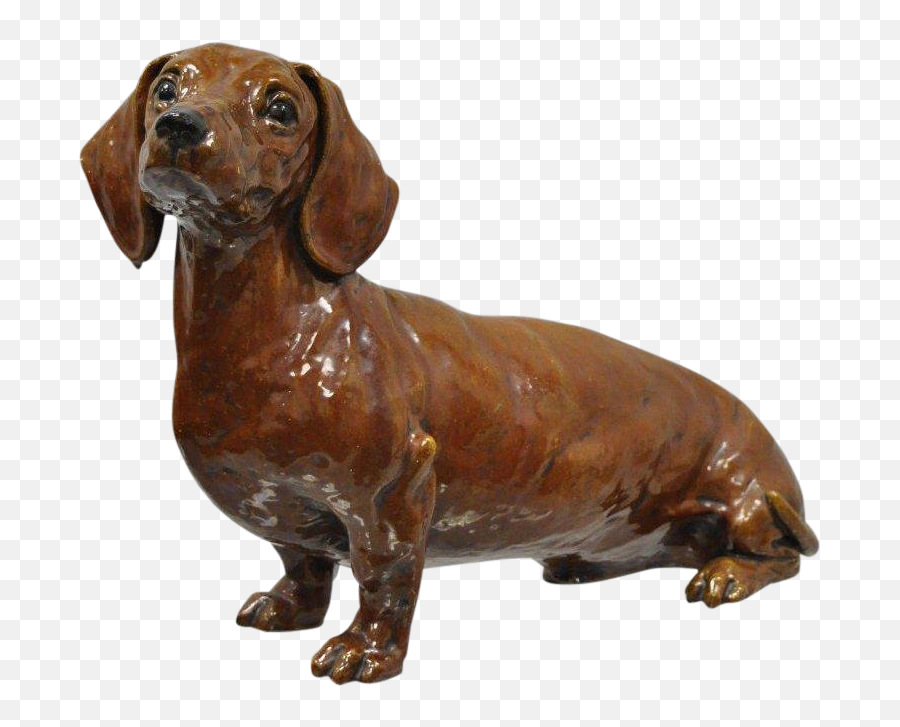 20th Century Figurative Brown Glazed Terracotta Dachshund Dog Statue Emoji,Dachshund Emoticon Facebook