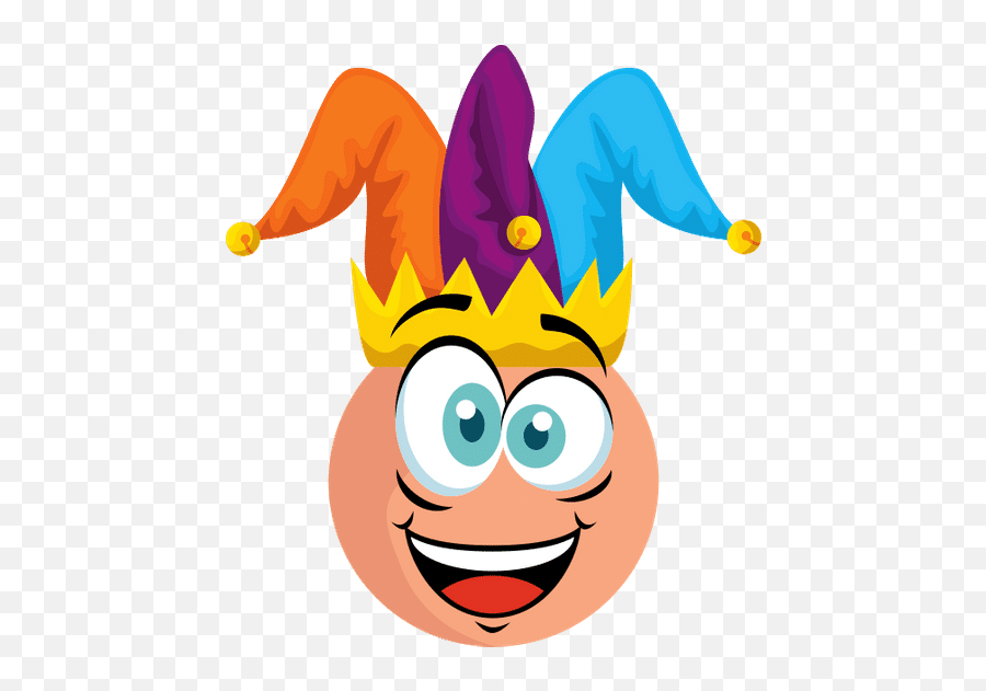 Funny Face With Joker Hat To Fools Day Celebration Emoji,Craz Emoticon