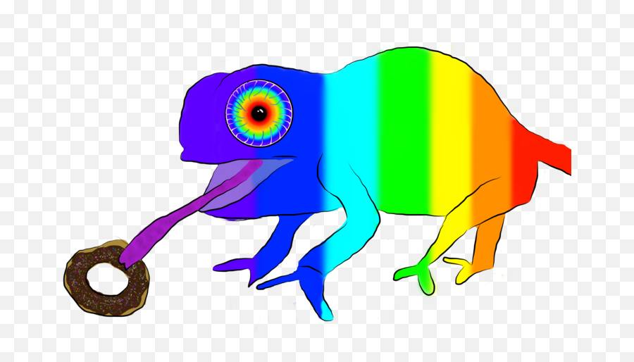 Rainbow Chameleon Eating A Doughnut Clipart - Full Size Emoji,Chamelon Emoji