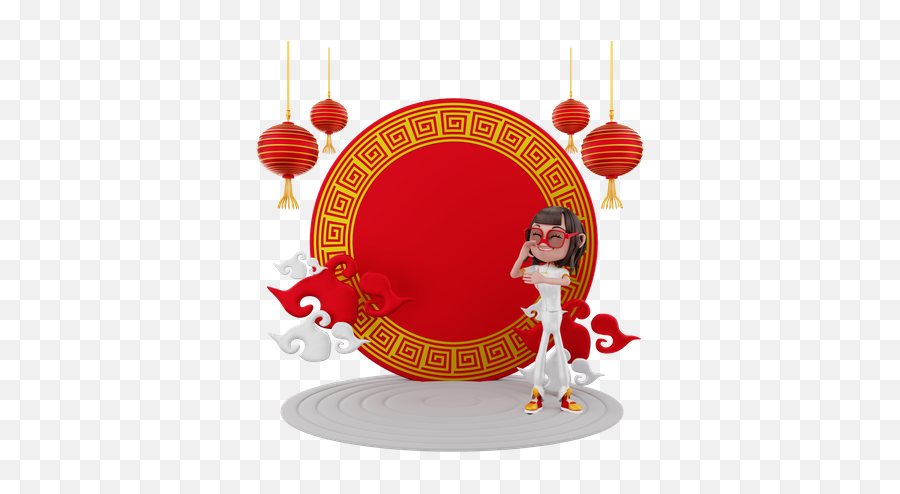 Premium Chinese Girl Celebrating Chinese New Year 3d Emoji,Lunar New Year Emoji