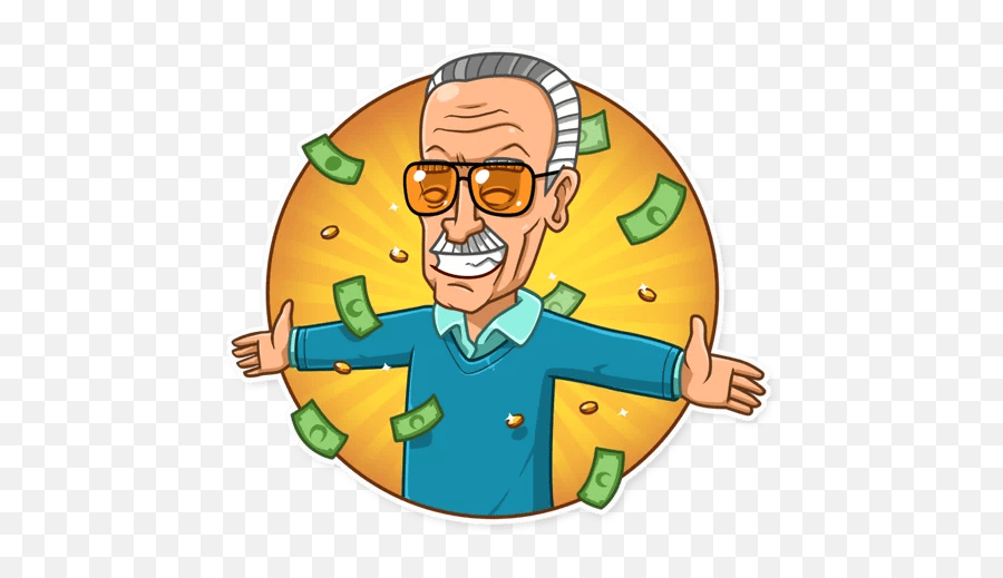 Incredible Stan Lee Stickers - Live Wa Stickers Emoji,Guz With Glasses Emoji