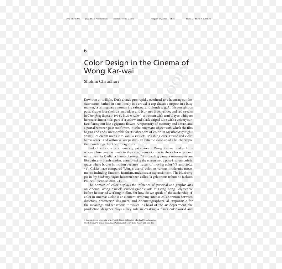 Pdf Color Design In The Cinema Of Wong Kar - Wai Shohini Horizontal Emoji,Emotion Color Synesthesia