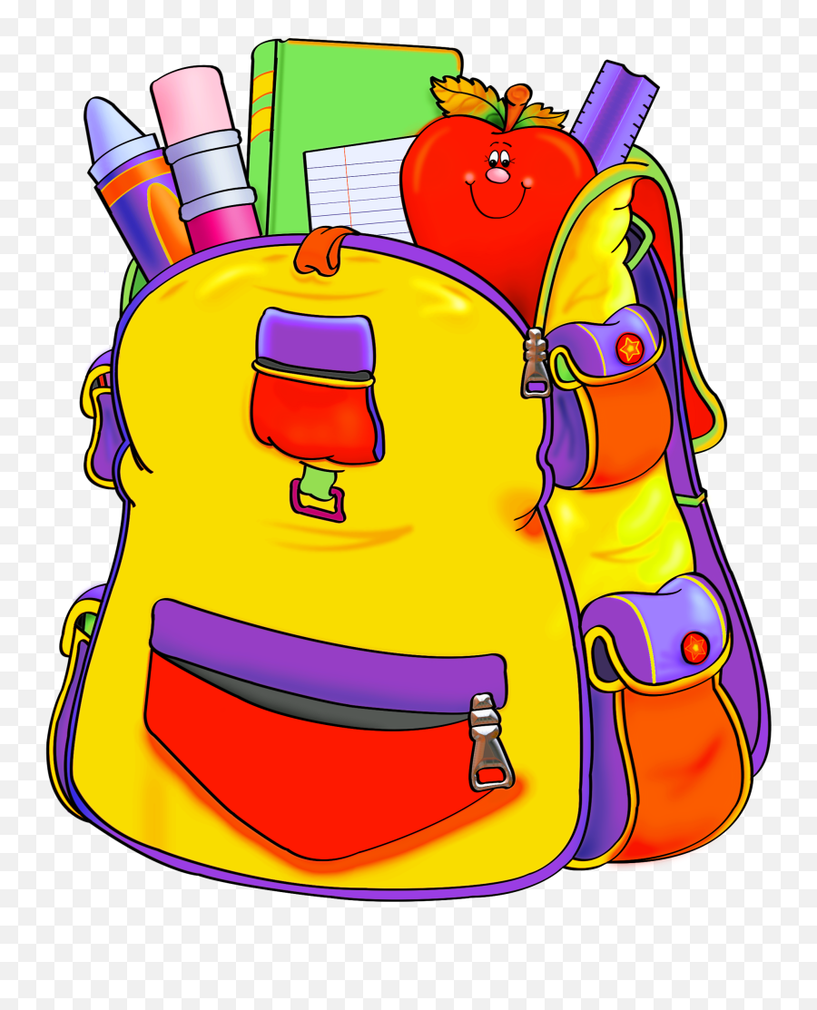 Free Pictures Of School Supplies Images Clipart Coloring - School Supplies Backpack Cartoon Emoji,Emotions Clipart For Teachers