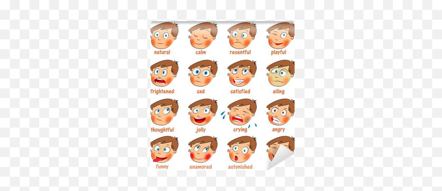 Emotions Cartoon Facial Expressions Set Wall Mural U2022 Pixers - We Live To Change Facial Expressions Cartoon Emoji,Facial Expressions Emotions Poster