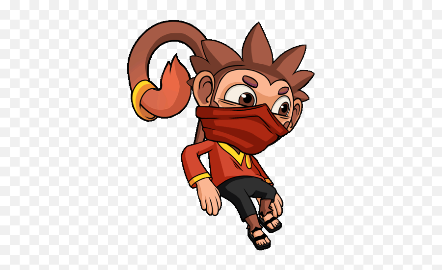 Nikita Wibisono Game Art Angbao Monkey - Monkey Cartoon Gif Ninja Emoji,Animated Emoticon Jumping For Joy