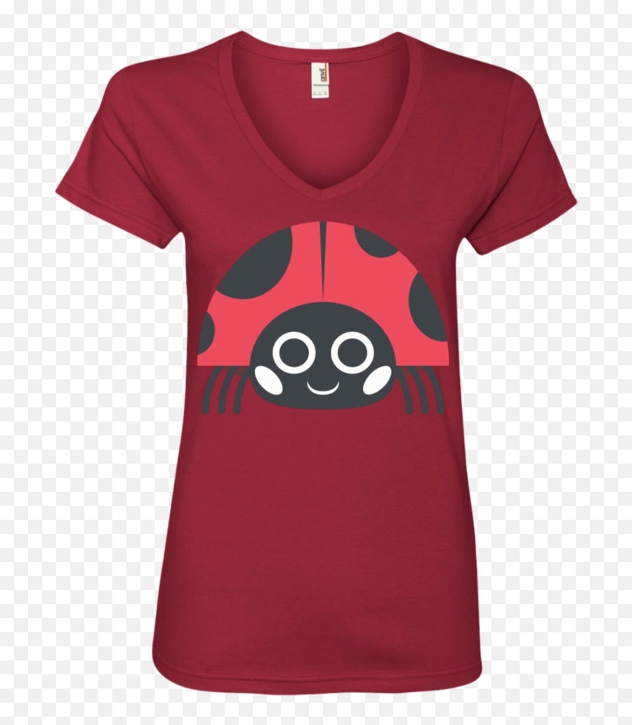 Lady Bird Emoji Ladies V - Short Sleeve,Red Bird Emoji