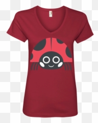 Lady Bird Emoji Ladies V - Short Sleeve,Red Bird Emoji