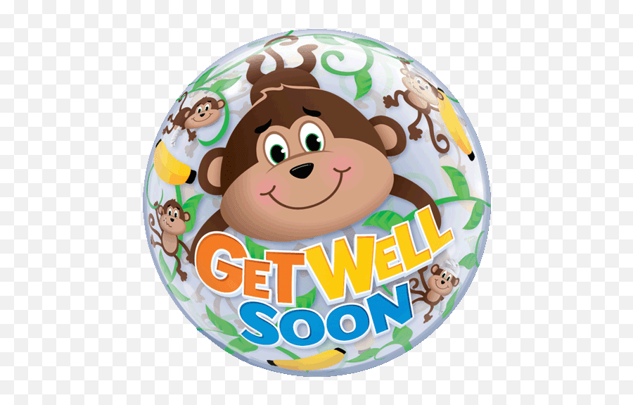 Get Well Soon Monkey Bubble Balloon - Beterschap Ballon Dier Emoji,Feel Better Soon Emoticon