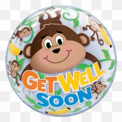 Get Well Soon Monkey Bubble Balloon - Beterschap Ballon Dier Emoji,Feel Better Soon Emoticon