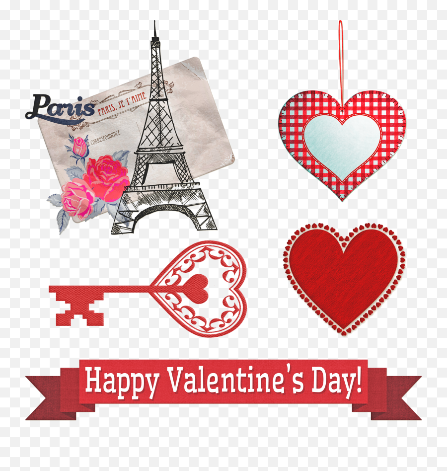 Valentine S Day Set Drawing Free Image - Feliz Dia De San Valentín Paris Emoji,??? Je T'aime Emotion