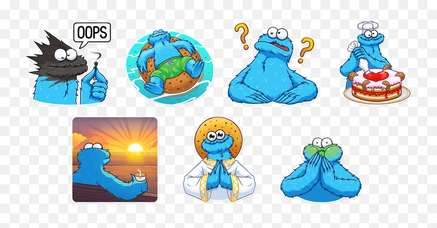 Cookie Monster - Fictional Character Emoji,Telegram Sticker Emotions