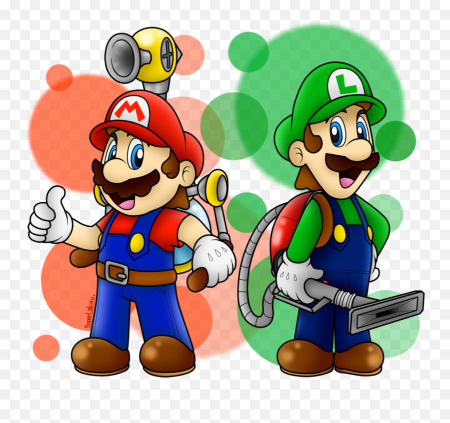 Mario Fire Luigi Thunder Full Size Png Download Seekpng - Mario Vacuum Emoji,Mario Emojis