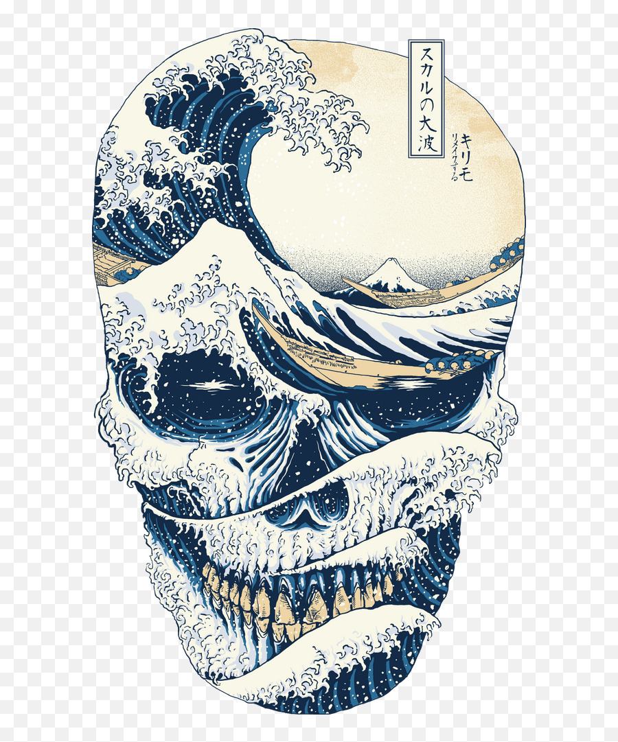 Japanese Tattoo Japanese Wave Painting - Great Wave Off Kanagawa Death Emoji,Skulls Emotions Reference Drawing