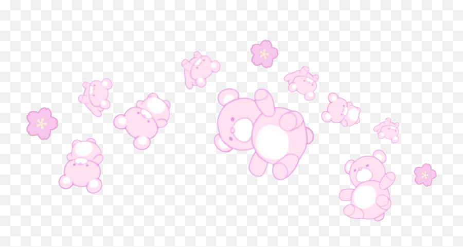Bear Crown Pink Flower Kawaii Sticker By Nyuupark Emoji,Emoji Text Dividers