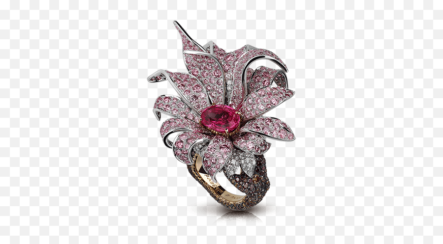 Rose Gold Pink Sapphire Grand Ring - Faberge Jewelry Secret Garden Emoji,Blue Emotion Rose