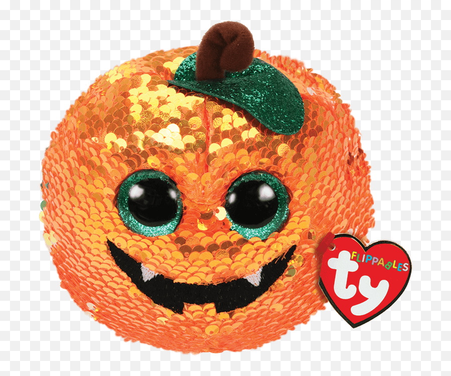 Seeds Flippables - Fun Stuff Toys Pumpkin Halloween Beanie Boos Emoji,Orange Fruit Emoticon